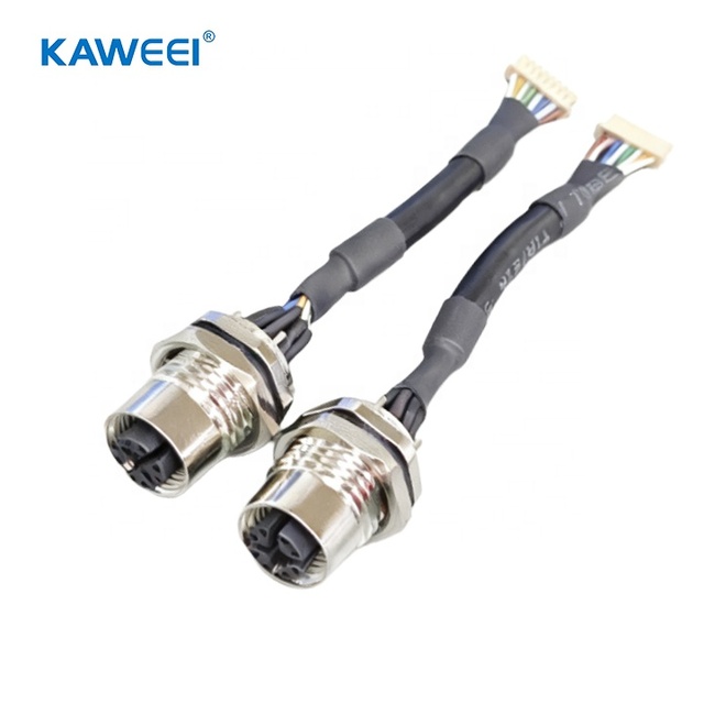 Custom M12 Female 8Pin Soldering Type Waterproof Connector Cable Assembly for Industrial Equipment