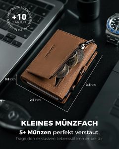 <span class=keywords><strong>Portafoglio</strong></span> THUMBS-UP da uomo in vera pelle di lusso con blocco RFID, sottile, vintage, a tre ante, <span class=keywords><strong>porta</strong></span> <span class=keywords><strong>carte</strong></span> per 10 <span class=keywords><strong>carte</strong></span>, scomparto portamonete, compatibile con AirTag. - Product Image 6