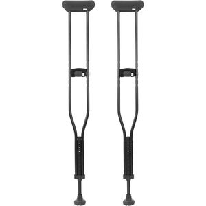 Muletas axilares acolchadas (x2 unidades), ortopédicas para adultos, de aluminio negro, KMINA - Product Image 4