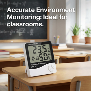 HTC-2 디지털 온습도계 이중 온도 실내외 편안함 지수 알람 시계 플라스틱 가정용 방수 - Product Image 6