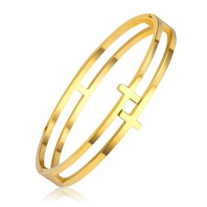 Shiny Polished 18K Gold Plated Color <b>Stainless</b> <b>Steel</b> Unfading Jewelry for <b>Men</b> Women Wristband Bangle <b>Bracelets</b> for Punk Gift - Product Image 6