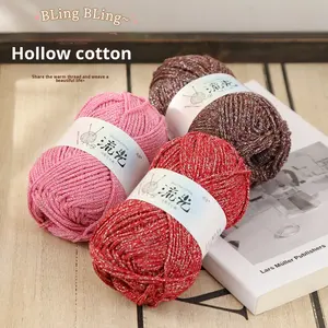 Hilo Acrílico Hueco Plateado con Luz Cálida, Hilo Mezclado para Tejer a Mano, Bolso de Ganchillo DIY, Sombrero, Versión Luminosa, Bola de Hilo, China - Product Image 3