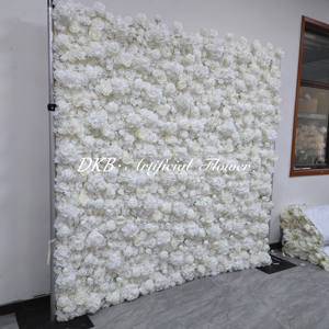 DKB Factory Artificial Ivory Color Rose Flower Panel 5D High End Real Touch Faux Flower Wall 8*8ft <strong>Backdrop</strong> for Luxury <strong>Wedding</strong> - Product Image 5