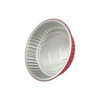 Barquette ronde en aluminium rouge de 2000 ml, épaisse, résistante à la chaleur, jetable, pour barbecue, festival, restauration et plats à emporter