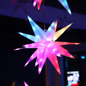 hot sale indoor outdoor ornament white 3D xams light lantern 18 tips christmas star paper