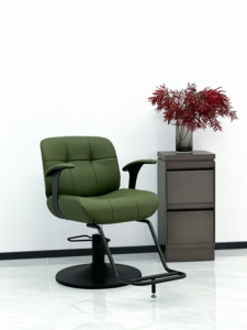 Silla de Barbero Hidráulica de Cuero Amarillo Moderna en Oferta, Silla de Peluquería Ajustable para Salón de Belleza - Product Image 3