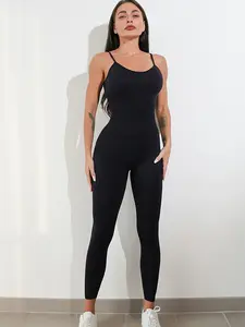 2024 New Plus Size Yoga Jumpsuit Lightweight Quick Dry Seamless BodySuit Breathable Solid Pattern For Adults