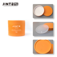 Pot cosmétique rond en PETG dépoli de 250 ml avec couvercle orange, idéal pour crèmes et gommages, à paroi épaisse, pour le voyage