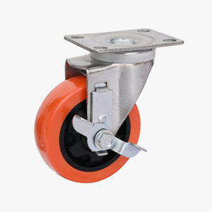 3 4 <span class=keywords><strong>5</strong></span> Zoll PU-Trolley-Rad mit Kunststoffkern, Industrielle Schwerlast-Schwenkrollen aus Edelstahl mit Bremse für Möbel - Product Image 6