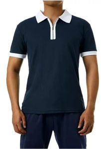 Polo de manga corta con cuello vuelto y cremallera cuarto personalizado para hombre - Product Image 2