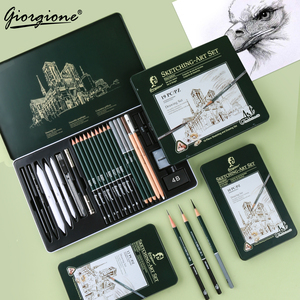 <span class=keywords><strong>Set</strong></span> di 27 Matite per Artisti Giorgione, Kit per Schizzi e Disegno, Matite Morbide e Dure al Carbone per Forniture Artistiche - Product Image 2