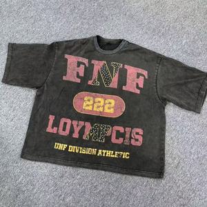 Camiseta de Hombre de Lujo Personalizada con Lavado Ácido Vintage - Algodón de Alta Calidad, Diseño Corto, Estampado Serigrafiado, Marca, Ajuste Holgado Oversize - Product Image 1