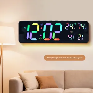 Digital Hanging Bluetooth Wall <b>Clock</b> with Remote Control Light Sensing Sleep Alarm Calendar Radio Silent Operation Factory Sale - Product Image 2