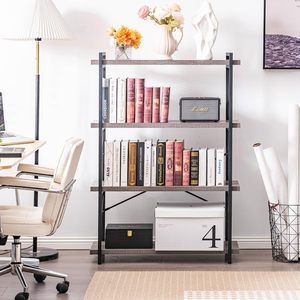 Estantería abierta rústica de 4 niveles, estanterías industriales independientes con marco de Metal alto para sala de estar, baño, embalaje de pedidos por correo - Product Image 4