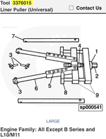 Extractor de revestimiento de cilindro de herramientas de motor diésel K19 K38 3376015