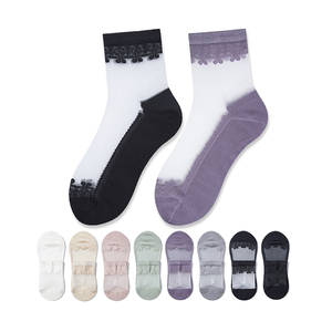 الجملة أزياء جوارب بناتي لطيف كريستال الحرير الجوارب الكاحل النساء الجوارب الشفافة - Product Image 2