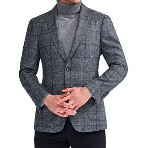 Hot style Woollen plaid coat business men suit casual blazer slim fit Custom mens suit