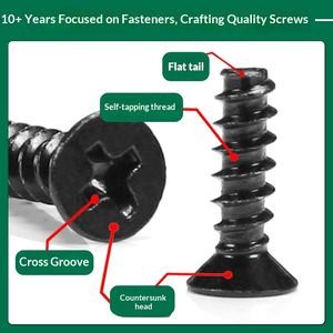 Vis autotaraudeuse à tête fraisée plate en croix, nickelée galvanisée, noire, M3/M4, métrique, grade 6.8 - Product Image 3