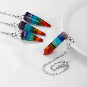 HZ 크리스탈 치유 스톤 크리스탈 도매 대량 다채로운 크리스탈 진자 펜던트 | 체인 공급 업체가있는 진자 - Product Image 3