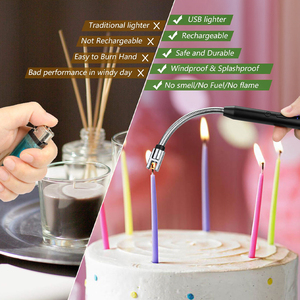 Encendedor de velas eléctrico, encendedor USB recargable largo arco a prueba de viento encendedores sin llama para velas <span class=keywords><strong>Camping</strong></span> barbacoa - Product Image 5