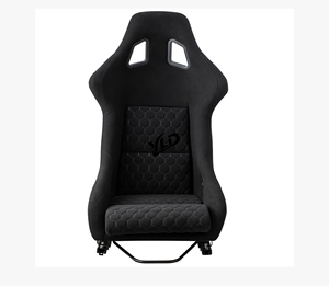 Siège baquet de course YLD personnalisé en fibre de verre avec <span class=keywords><strong>patchwork</strong></span> en daim et surpiqûres noires - Product Image 1
