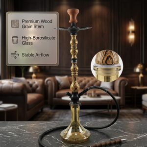 Chicha en verre à tuyau unique avec base en bois pour terrasse, bar, club, <span class=keywords><strong>pub</strong></span>, usage quotidien et détente - Product Image 1
