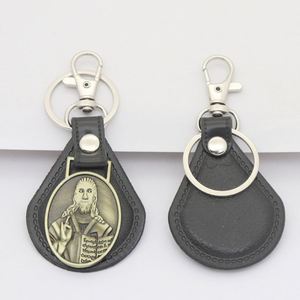 Wholesale Christian Retro Metal Keychain Cross Pendant Pu Leather <b>Car</b> Accessories Hanging Accessories <b>Car</b> Keychain Pendant - Product Image 3