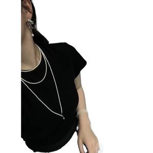 Collier de perles d'eau douce exquises de 3-4 mm, presque sans défaut, design extensible de 160 cm, édition printemps/été presque sans défaut - Product Image 5