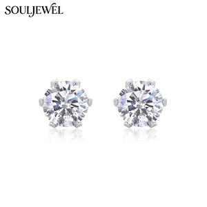 <span class=keywords><strong>Orecchini</strong></span> a Perno in <span class=keywords><strong>Argento</strong></span> 925 con Moissanite e Montatura Floreale a Sei Griffe, Gioielli Minimalisti di Lusso per Tutti i Giorni e Occasioni - Product Image 3