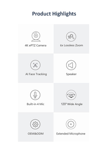 Caméra de Conférence 4K à Suivi Automatique IA avec Streaming en Direct, Haut-parleur Hi-Fi Intégré, 4 Microphones pour TV et PC - Product Image 6