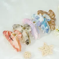 Pinces à cheveux personnalisées en acétate de cellulose avec logo, motif marbre, nom personnalisé, grandes pinces requin pour femmes, accessoires capillaires en gros