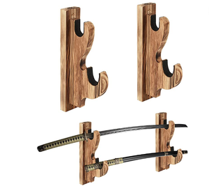 Support <span class=keywords><strong>mural</strong></span> pour épée, en bois massif, à deux niveaux, support d'affichage pour épée de samouraï - Product Image 1