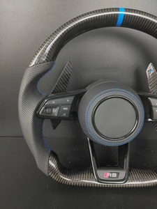 Volant personnalisé en fibre de carbone pour <span class=keywords><strong>Skoda</strong></span> <span class=keywords><strong>Octavia</strong></span> <span class=keywords><strong>RS</strong></span> VRS |   Cuir véritable pour surpiqûres bleues |   Amélioration de l'intérieur des voitures de sport - Product Image 5