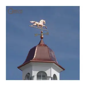 Chinês requintado profissional jardim animal cavalo bronze luxo decorativo vento direção Metal Weather Vane