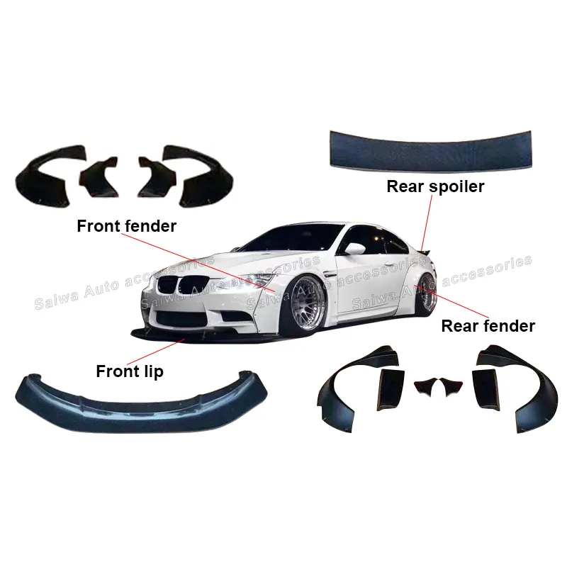 Glasfaser LB Style Wide Body Kit Für BMW 3er E90 E92 E93 Stoßstange Front lippe Seiten körper Kotflügel Radlauf Heckspoiler