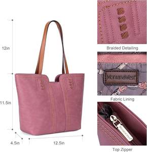 Plain Eco-Friendly <b>Waterproof</b> Tote <b>Bags</b> Women Gothic Purses Handbags Top Handle Satchel PU Leather Comfortable Sturdy Zippered - Product Image 5