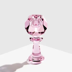 Qualität Großhandel Schnitt Kristall Tee licht Kerzenhalter Dekorative Rosa Transparente Kristall Votiv Kerzenhalter