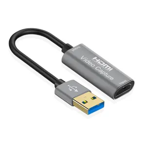 USB 3.0视频采集卡1080P 60fps 4K HDMI兼容视频采集器盒，适用于Macbook PS4游戏摄像机录像机直播流
