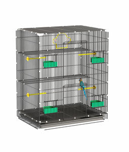 Plastik tepsi ve evcil hayvan besleme ambalajı ile donatılmış yükseltilmiş ve özel yapılmış demir yapıya sahip sağlam kuş kafesi. - Product Image 2