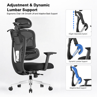 Chaise de bureau ergonomique à dossier haut en maille réglable avec repose-pieds, appui-tête 4D, accoudoirs 3D et soutien lombaire pour atelier de luxe