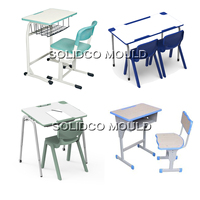 Chaise et table de mobilier scolaire en plastique moule