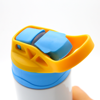 Bouteille d'eau pour enfants 12oz, 30 pièces/carton, en acier inoxydable, avec couvercles colorés et système de bouchon à clapet, expédition rapide depuis l'entrepôt américain.