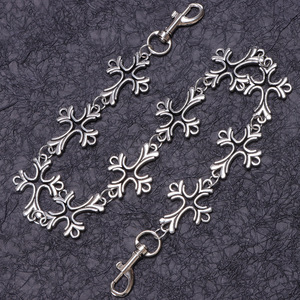Cadena de cintura cruzada Yueli de aleación de zinc, estilo hip hop para hombre, cadena para jeans de uso diario, diseño de cruz grande de una sola capa. - Product Image 2