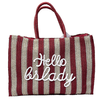 Bolso de Moda de Poliéster con Letra Bordada Hello Lady |   Bolso de hombro para vacaciones de gran capacidad con cierre de cremallera y dos correas |   Playa de Verano