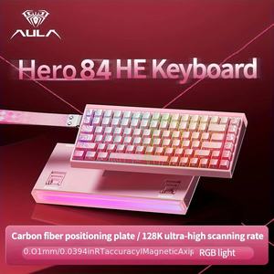 Clavier mécanique de jeu AULA HERO84HE filaire <span class=keywords><strong>USB</strong></span> RGB 8000Hz, nouveau clavier en plastique, RT0.01mm 8Khz 128Khz - Product Image 1