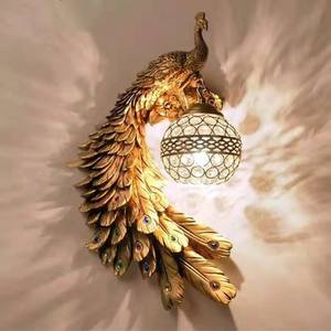 PM Nordic Multicolour Resin <strong>Peacock</strong> Wall Lamp Living Background Crystal Ball Wall Fitting Bedside Vintage Classic Bracket <strong>Light</strong> - Product Image 4