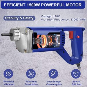 Premium 1500W elettrico portatile per cemento vibrante portatile 13000VPM vibratore per calcestruzzo industriale con portata 6,6 piedi - Product Image 2