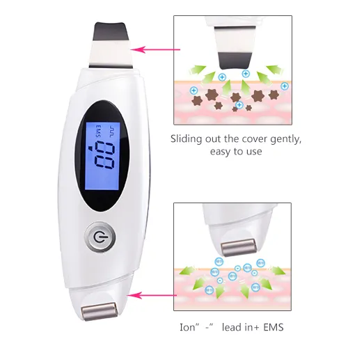 Professional Electric Dermasonic Ultra Sonic Skin Scrubber Portatil EMS Mini skin care spatulaskin spatulaultrasonic scrubber