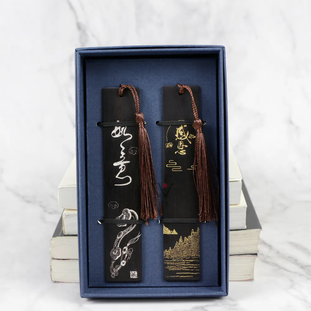 Segnalibro personalizzato in legno di artigianato regalo personalizzato in legno di bambù cinese segnalibro con nappe
