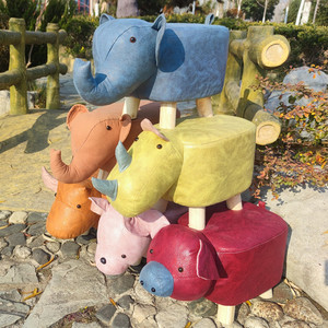 Taburete de dibujos animados de animales, de madera maciza, de colores mixtos, suave, para niños. - Product Image 2